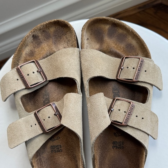 Birkenstock Beige Suede Double Strap Sandals Womens Size 38 - Picture 12 of 14